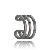 0074 MINET Černá stříbrná záušnice ear cuff