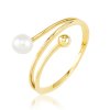 MINET Zlatý prsten s kuličkou a přírodní perlou Au 585/1000 (Velikost 59, Váha 1,75)
