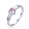 MINET Decentní stříbrný prsten srdce s růžovým zirkonem (Velikost 58, Váha 2)