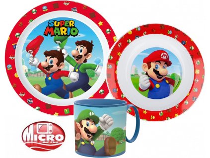 Super Mario bögrés műanyag étkészlet