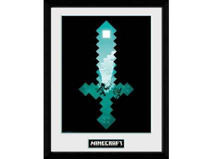 Minecraft - Gyémánt kard keretes poszter