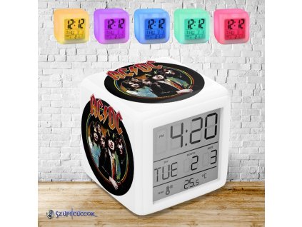 AC/DC band színváltós világító ébresztő óra