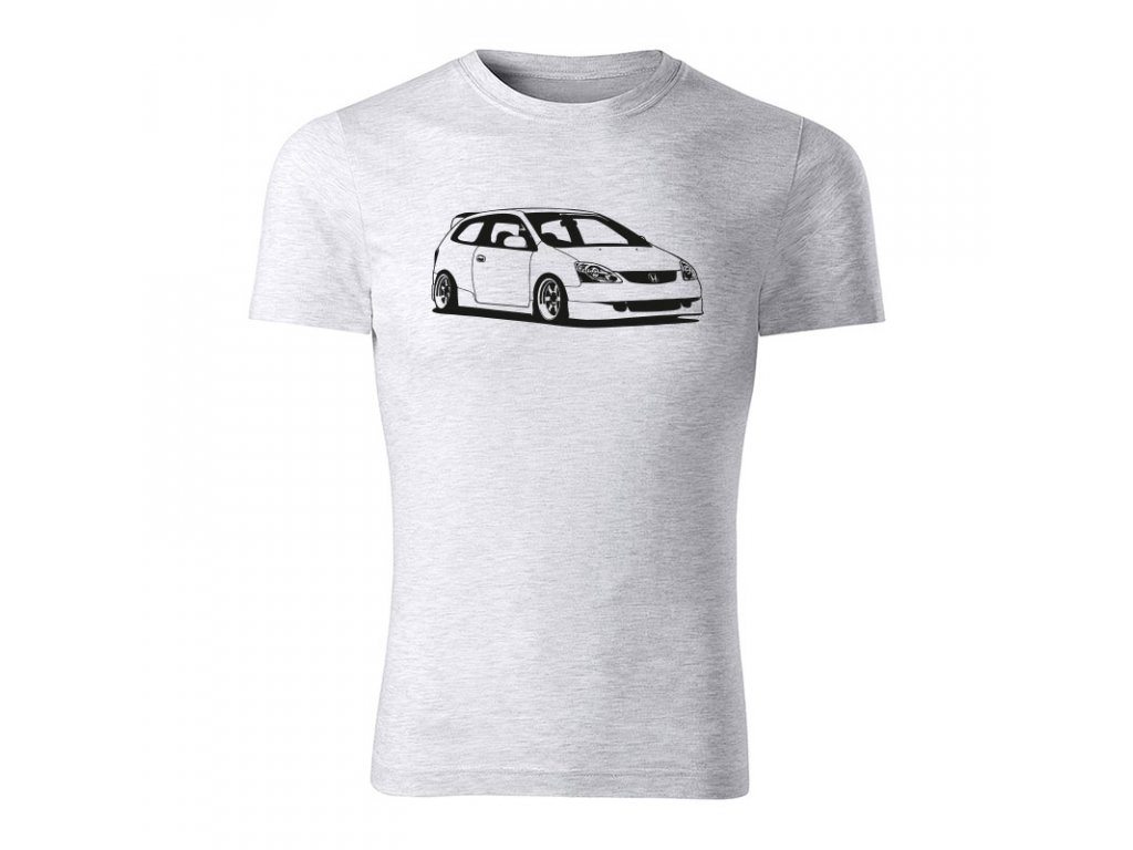 honda civic type r 7g panske tricko 180 g m2 cierna bledosiva