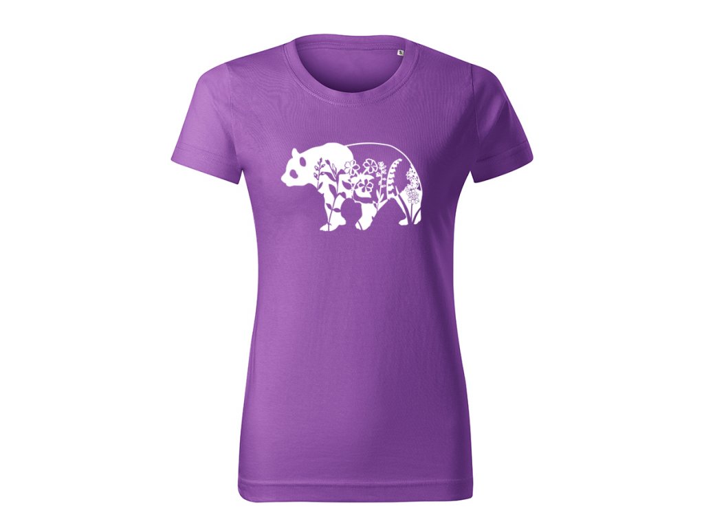 panda flor dámske tričko 2 fialova