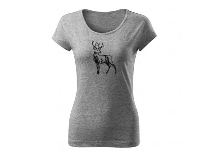 deer draw damske tricko tmavosiva