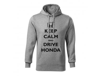 keep calm and drive honda panska mikina 2 tmavosiva