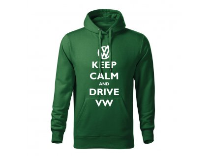 keep calm and drive volkswagen panska mikina 2 tmavozelena