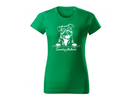 americky pitbulterier damske tricko 2 travova zelena