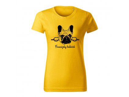 francuzsky buldocek damske tricko 1 zlta