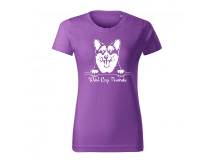 Welsh Corgi Pembroke damske tricko 2 fialova