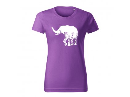 slon flor dámske tričko 2 fialova