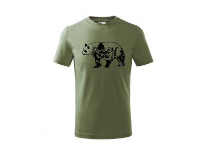 panda flor detske tricko 1 khaki