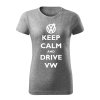 keep calm and drive volkswagen damske tricko biela tmavosivá