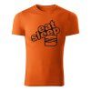 eat sleep seat panske tricko 180 g m2 cierna oranzova