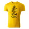 keep calm and drive audi panske tricko cierna zlta