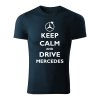 keep calm and drive mercedes panske tricko 1 tmavomodra