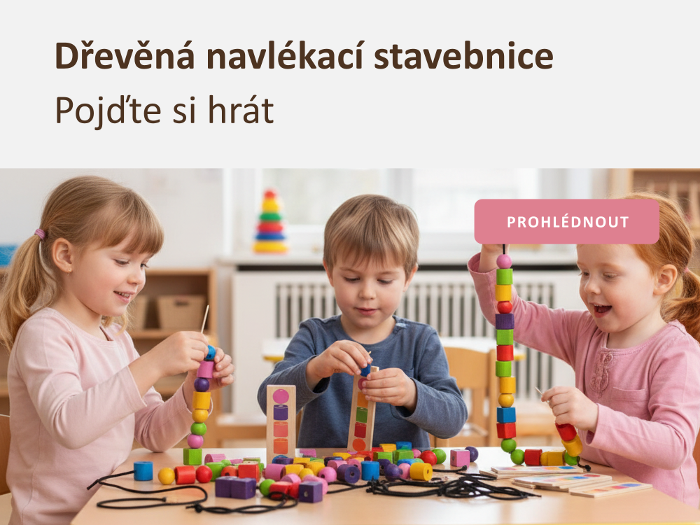 Dřevěná navlékací stavebnice - mobil - s lidmi