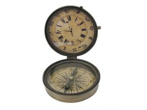 Kompas mosazný s hodinami