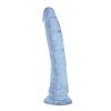Průhledné světle modré štíhlé dildo David s přísavkou