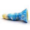 Žluto-modré dildo Shaohan položené na boku