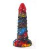 Barevné dildo Elf s červenou špičkou, pohled zepředu