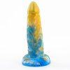 Žluto-modré dildo Elf, pohled zepředu