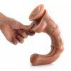 Hnědé dildo Dvouvrstvý Kůň v ruce, ohnutý tvar
