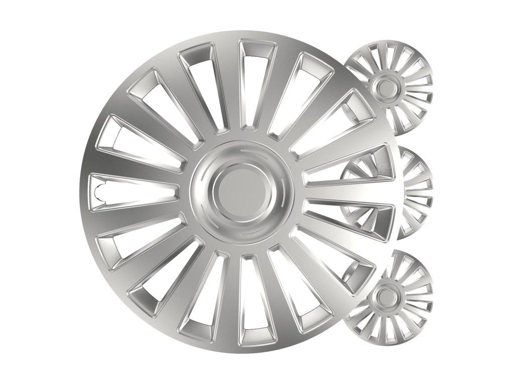 Puklice Luxury 16” strieborná sada 4ks COLOR BOX
