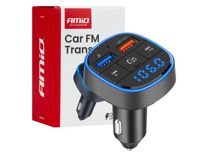 FM transmitter 2×USB-A 12/24V AMiO-04648