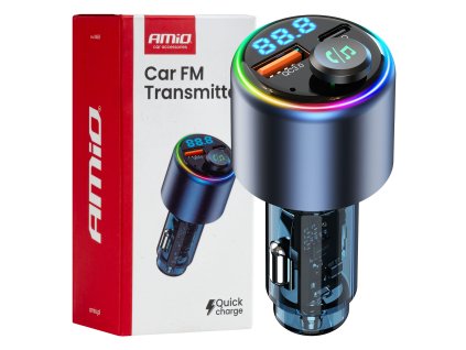 FM transmitter 1×USB-A 1×USB-C 12/24V AMiO-04655