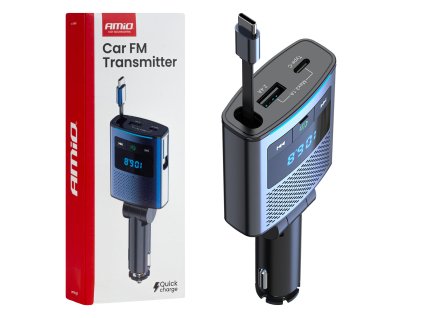 FM transmitter 1×USB-A 1×USB-C 12/24V AMiO-04656