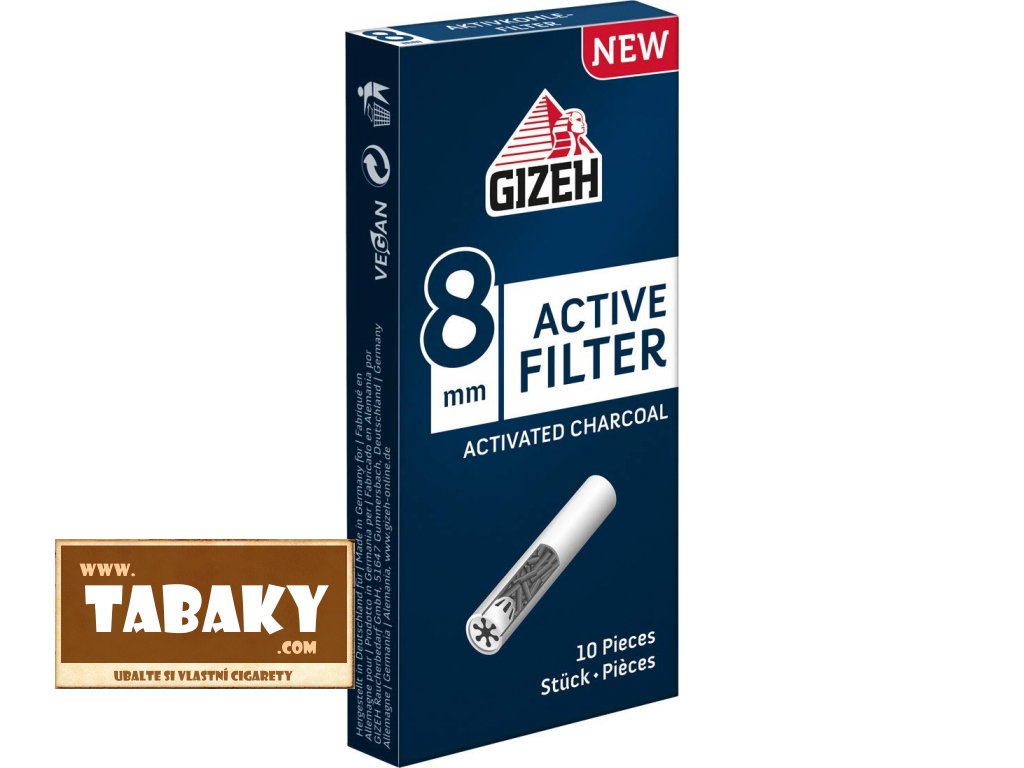 Filtry s aktivním uhlím GIZEH ACTIVE FILTER 10ks, Ø8mm 