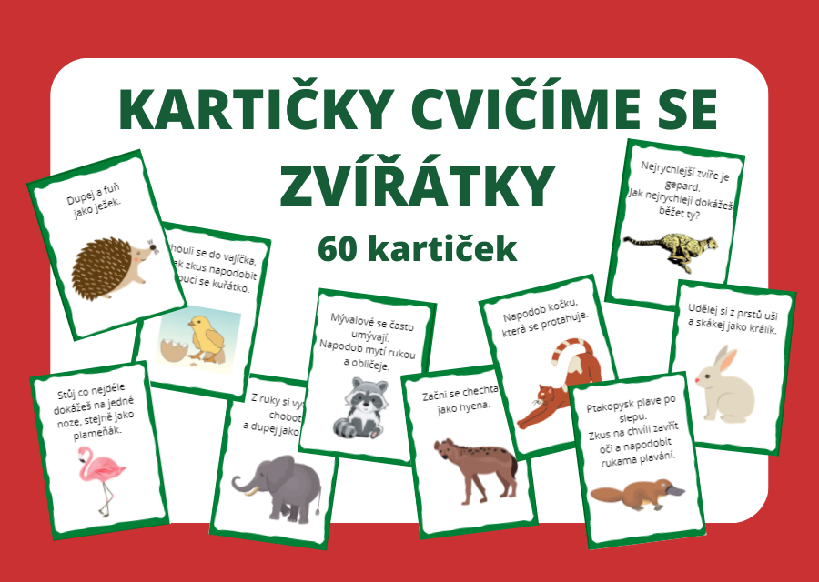 PDF materiály Kartičky cvičíme se zvířátky