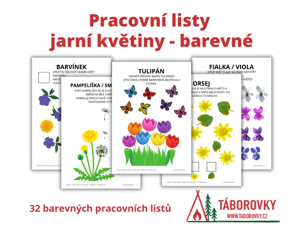 Pracovní listy jarní květiny - Táborovky