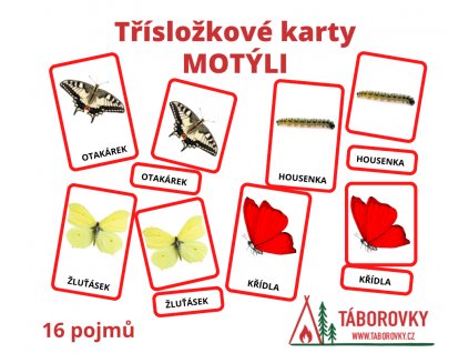 trislozkove karty pro deti druhy motylu taborovky