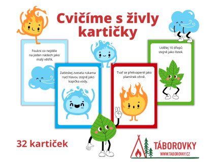 karticky cvicime s zivly rozcvicka voda ohen zeme vzduch taborovky