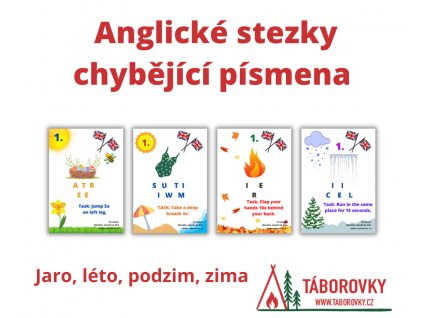 Anglické stezky chybějící písmena - jaro, léto, podzim, zima