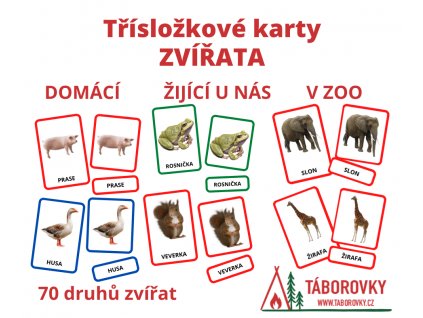 Třísložkové karty - Zvířata