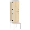 4 boxová šatní skříň lamino kov bříza s lavičkou