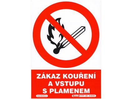 Zákaz kouření a vstupu s plamenem (samolepka A5)