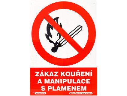 Zákaz kouření a manipulace s plamenem (samolepka A4)