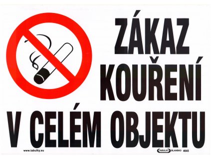 Zákaz kouření v celém objektu (samolepka A4)