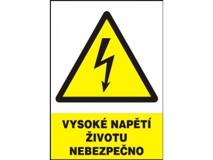 Vysoké napětí životu nebezpečno (samolepka A5)