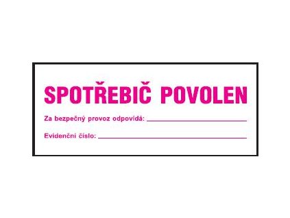 Spotřebič povolen