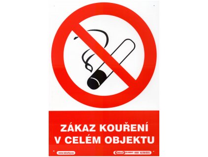 Zákaz kouření v celém objektu (plastová tabulka A4)