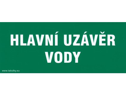 Hlavní uzávěr vody (plastová tabulka 210x87 mm)