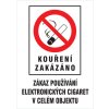 Kouření zakázáno - Zákaz používání el. cigaret v celém objektu (samolepka A4)