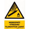 Nebezpečí výbuchu tlakových lahví (plastová tabulka A4)