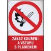 Zákaz kouření a vstupu s plamenem (smaltová tabulka A4)