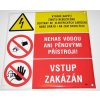 9003 - Vysoké napětí - Životu nebezpečno dotýkat se el. zařízení nebo drátů i na zem spadlých - Nehas vodou - Vstup zakázán     smalt 297x297 mm